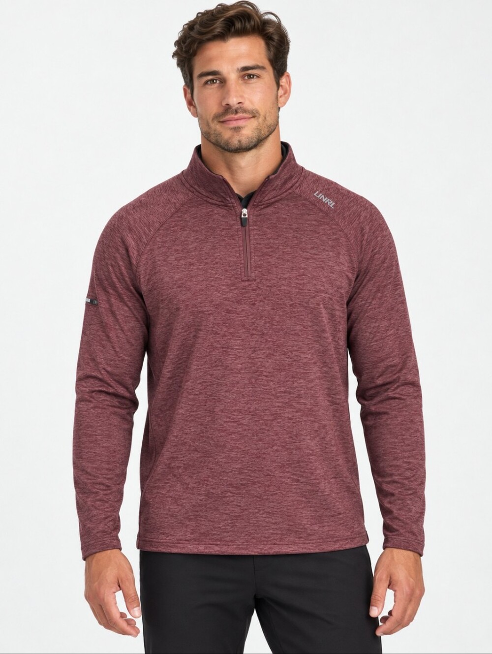 UNRL Elite Quarter Zip II Mens M Heather Burgundy Golf Athletic Pullover